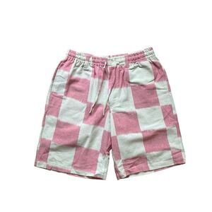 Kardo Kobe Cotton Drawstring 9" Shorts Pink Square Men's Size Large